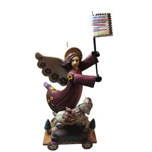 Vintage 2001Americana Primitive Folksy Angel Wagon Goat Bunny